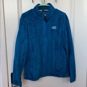 NORTH FACE Blue Fleece Long Sleeve Jacket Zip up